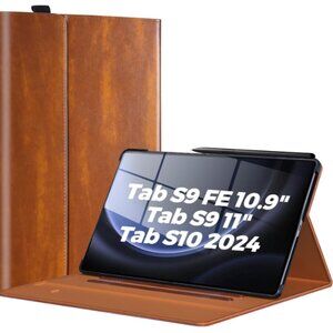 Leather Case for Galaxy Tab S9 FE 10.9", S10 11 inch -Brown